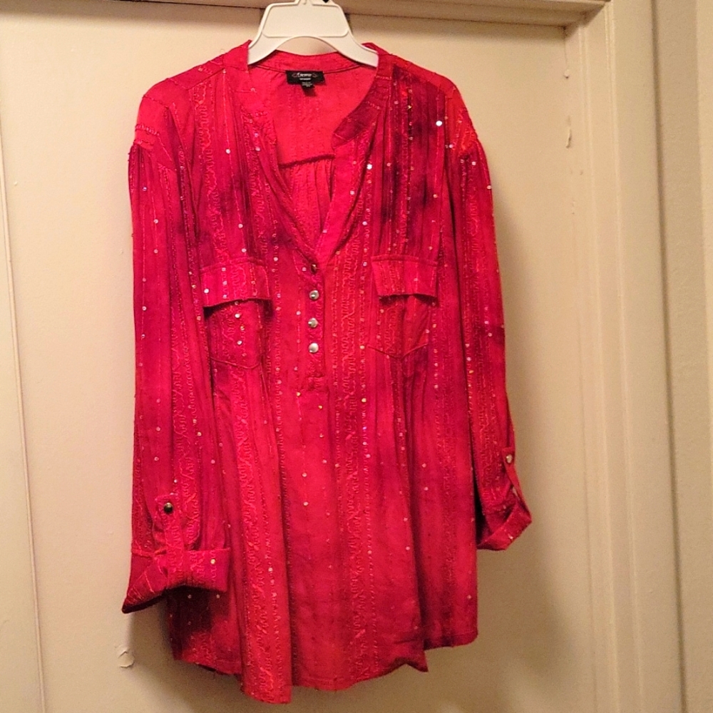2x Cocomo red sequined accented blouse